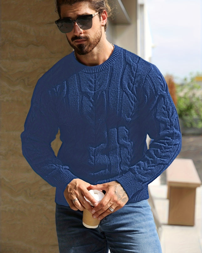 Men's Casual Striped Pullover Sweater - Soft Stretch Knit