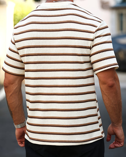 Men's Casual Striped T-Shirt - Summer Short Sleeve Fit