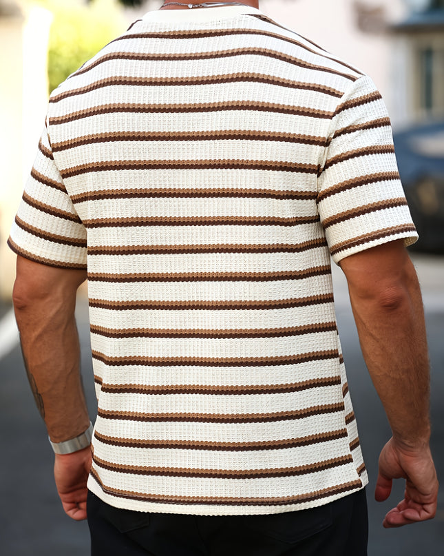 Men's Casual Striped T-Shirt - Summer Short Sleeve Fit