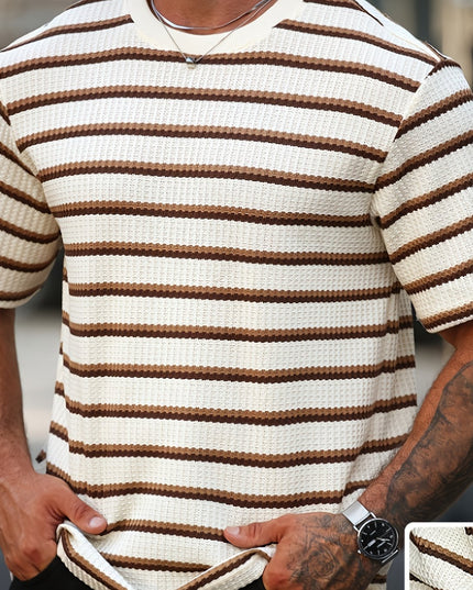 Men's Casual Striped T-Shirt - Summer Short Sleeve Fit