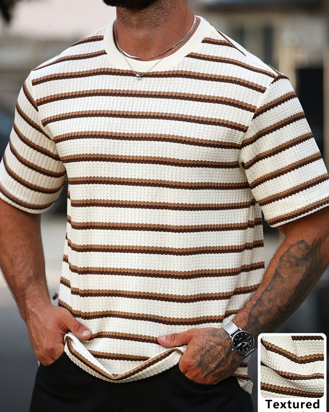 Men's Casual Striped T-Shirt - Summer Short Sleeve Fit