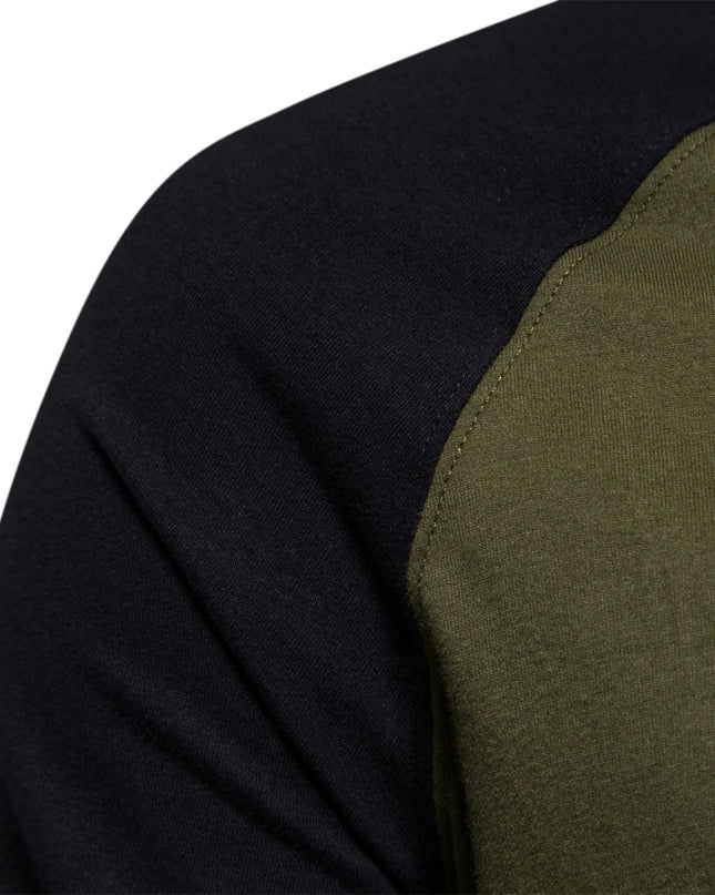 Men's Casual T-shirts - 100% Cotton Long Sleeve Patchwork