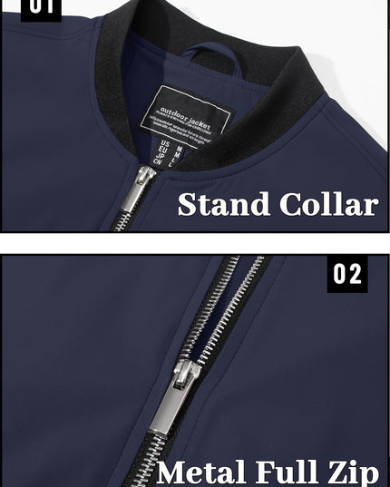 Men's Casual Trench Coat - Baseball Collar, Multi-Pocket Style