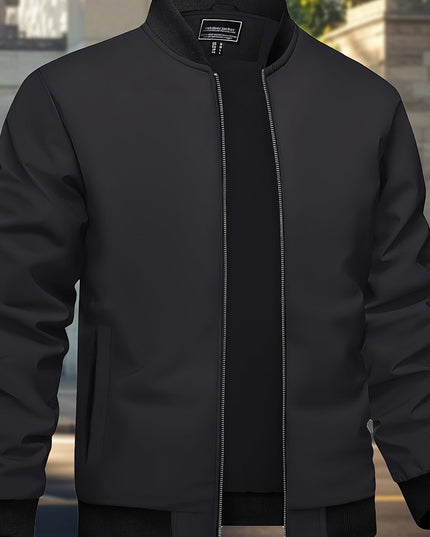 Men's Casual Trench Coat - Baseball Collar, Multi-Pocket Style