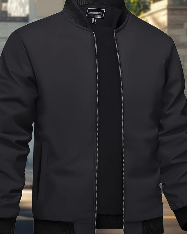 Men's Casual Trench Coat - Baseball Collar, Multi-Pocket Style