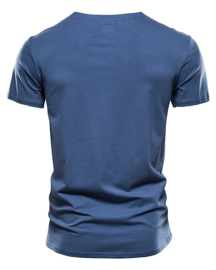 Men's Casual V-Neck Cotton T-Shirt - Solid Color Tee
