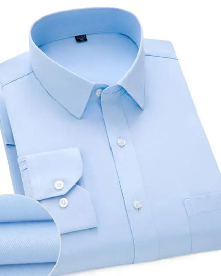 Men's Classic Long Sleeve Dress Shirt - Striped/Solid with Pocket