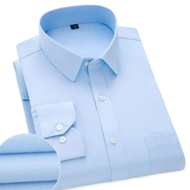 Men's Classic Long Sleeve Dress Shirt - Striped/Solid with Pocket