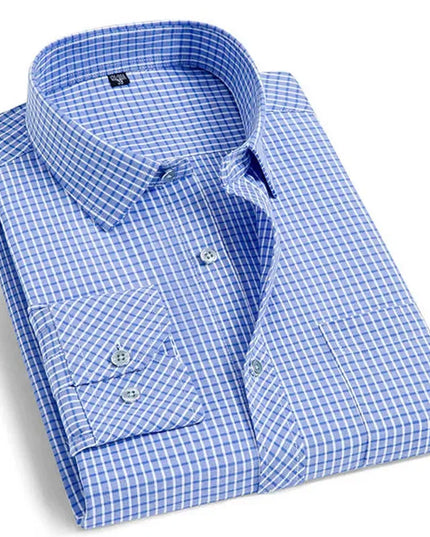 Men's Classic Long Sleeve Dress Shirt - Striped/Solid with Pocket
