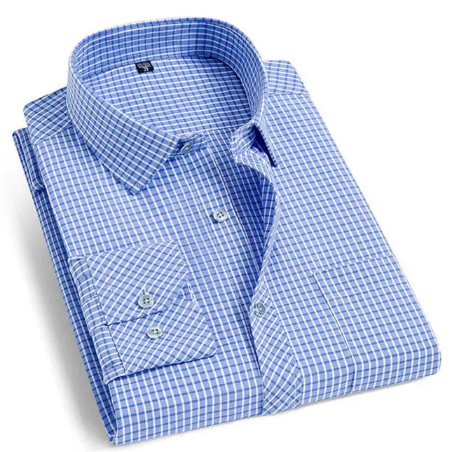 Men's Classic Long Sleeve Dress Shirt - Striped/Solid with Pocket