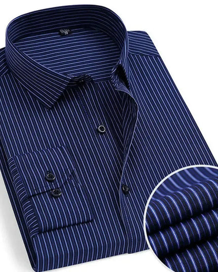Men's Classic Long Sleeve Dress Shirt - Striped/Solid with Pocket