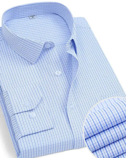 Men's Classic Long Sleeve Dress Shirt - Striped/Solid with Pocket