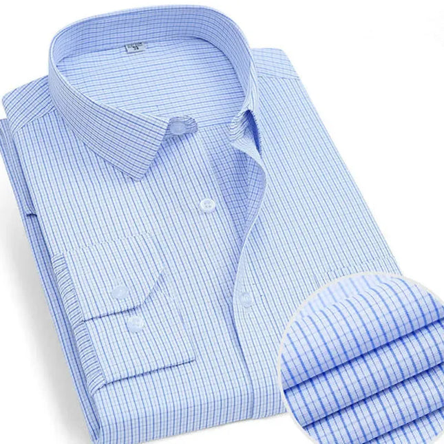 Men's Classic Long Sleeve Dress Shirt - Striped/Solid with Pocket