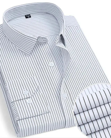 Men's Classic Long Sleeve Dress Shirt - Striped/Solid with Pocket