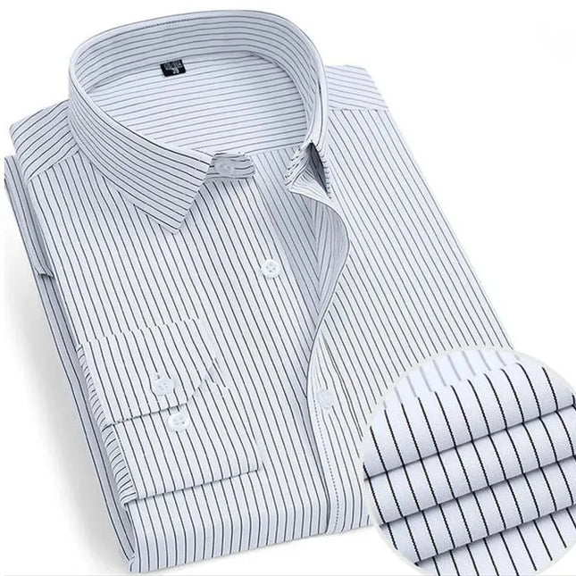 Men's Classic Long Sleeve Dress Shirt - Striped/Solid with Pocket