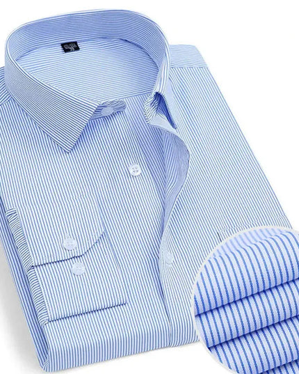 Men's Classic Long Sleeve Dress Shirt - Striped/Solid with Pocket