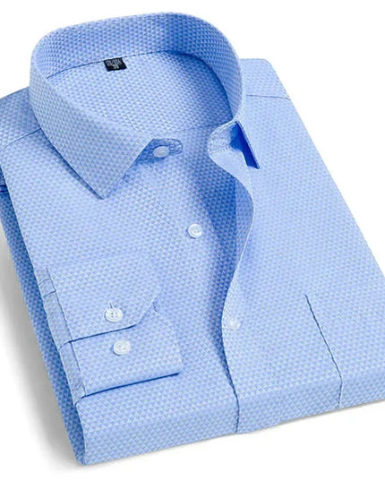 Men's Classic Long Sleeve Dress Shirt - Striped/Solid with Pocket