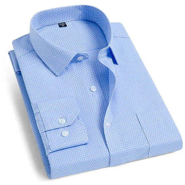 Men's Classic Long Sleeve Dress Shirt - Striped/Solid with Pocket