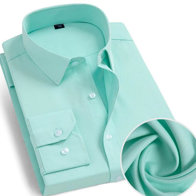 Men's Classic Long Sleeve Dress Shirt - Striped/Solid with Pocket