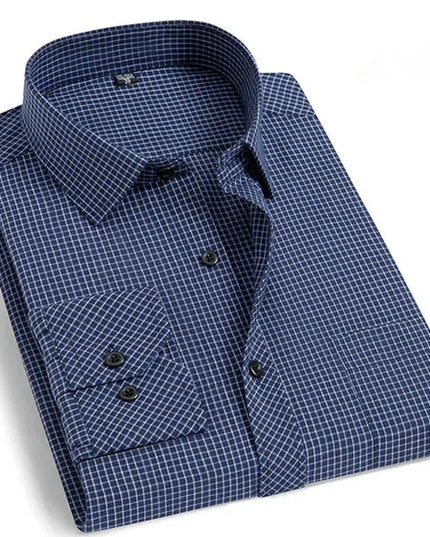 Men's Classic Long Sleeve Dress Shirt - Striped/Solid with Pocket