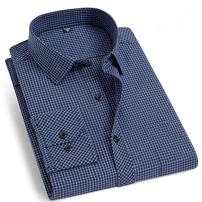Men's Classic Long Sleeve Dress Shirt - Striped/Solid with Pocket