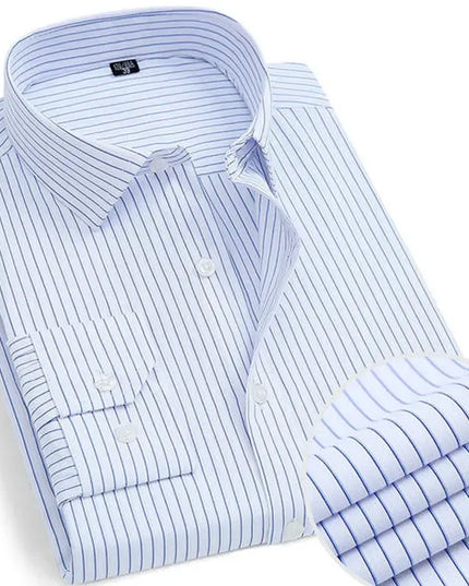 Men's Classic Long Sleeve Dress Shirt - Striped/Solid with Pocket