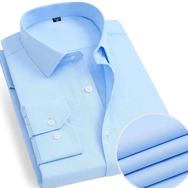 Men's Classic Long Sleeve Dress Shirt - Striped/Solid with Pocket