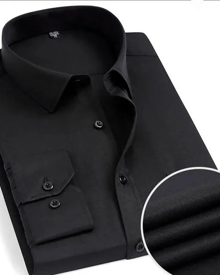 Men's Classic Long Sleeve Dress Shirt - Striped/Solid with Pocket