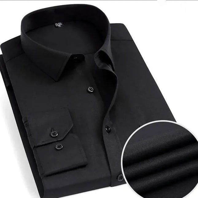 Men's Classic Long Sleeve Dress Shirt - Striped/Solid with Pocket