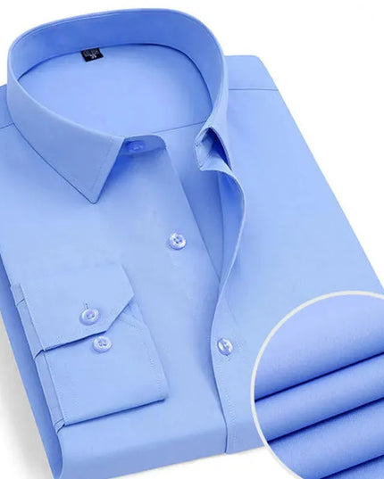 Men's Classic Long Sleeve Dress Shirt - Striped/Solid with Pocket