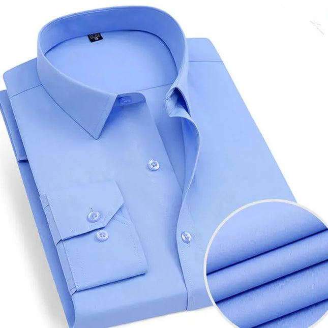 Men's Classic Long Sleeve Dress Shirt - Striped/Solid with Pocket