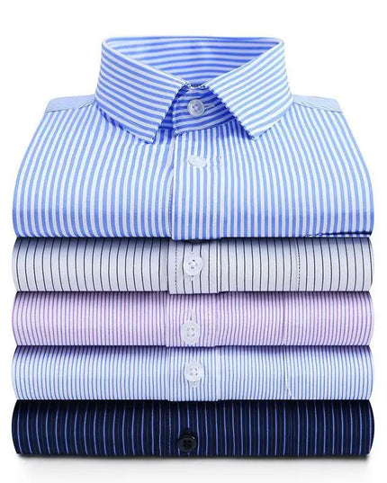 Men's Classic Long Sleeve Dress Shirt - Striped/Solid with Pocket