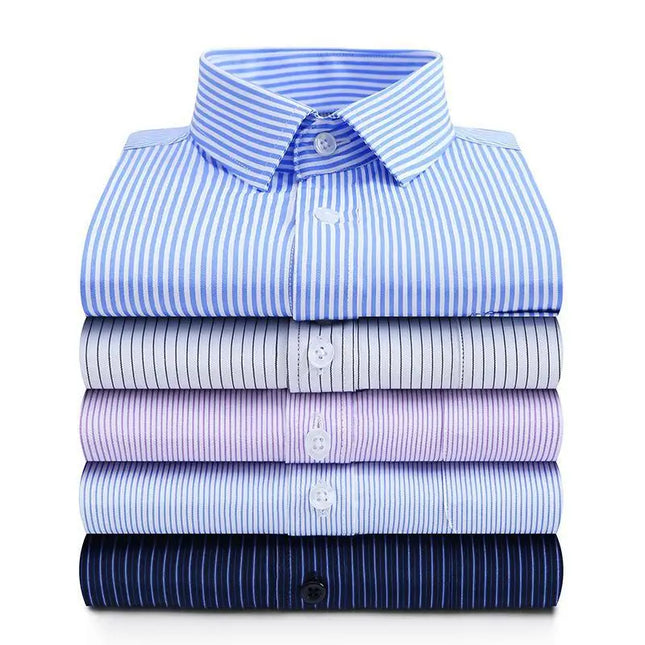 Men's Classic Long Sleeve Dress Shirt - Striped/Solid with Pocket