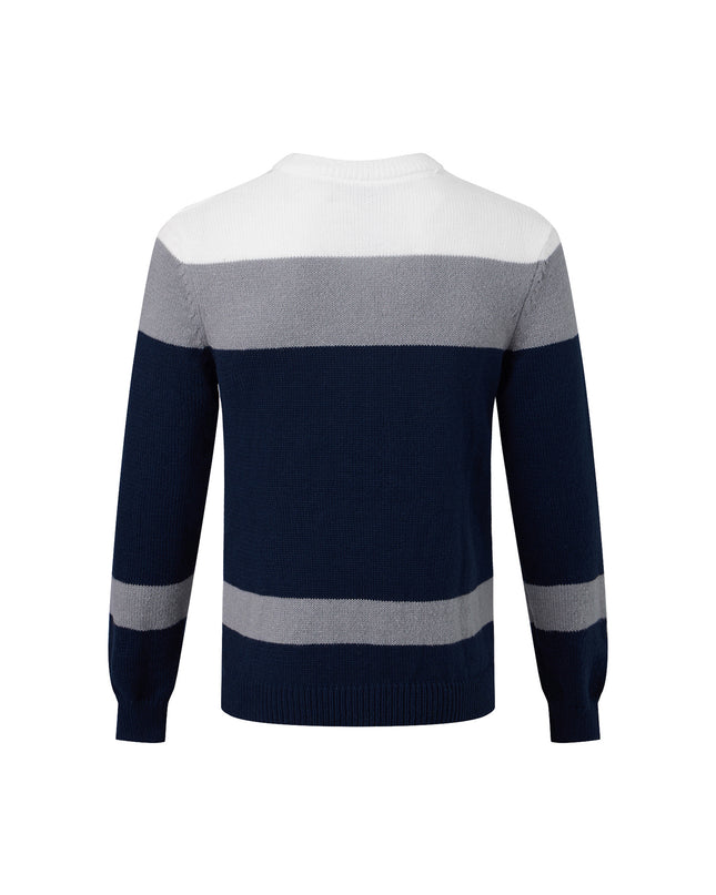 Men's Color Block Cable Knit Sweater - Casual Crew Neck Design