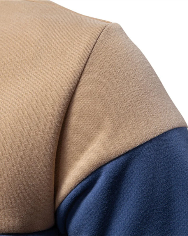Men's Color-Block Cotton Blend Hoodie - Casual Spring Style