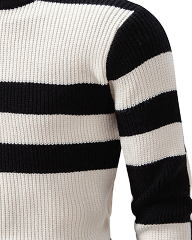 Men's Color Block Crew Neck Sweater - Casual Fall/Winter Style