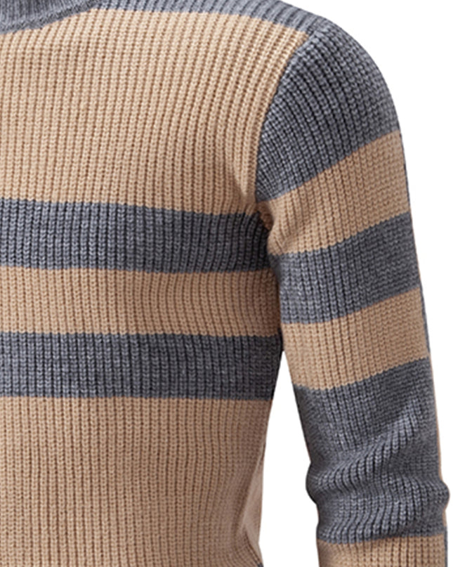 Men's Color Block Crew Neck Sweater - Casual Fall/Winter Style