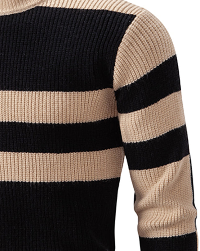 Men's Color Block Crew Neck Sweater - Casual Fall/Winter Style