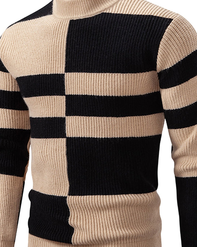Men's Color Block Crew Neck Sweater - Casual Fall/Winter Style