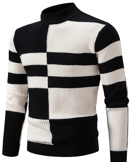Men's Color Block Crew Neck Sweater - Casual Fall/Winter Style