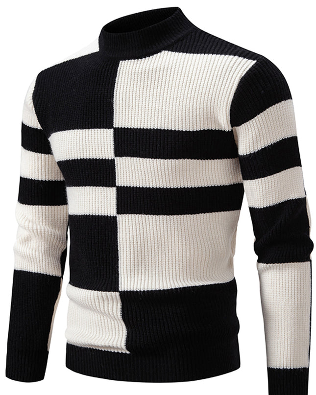 Men's Color Block Crew Neck Sweater - Casual Fall/Winter Style