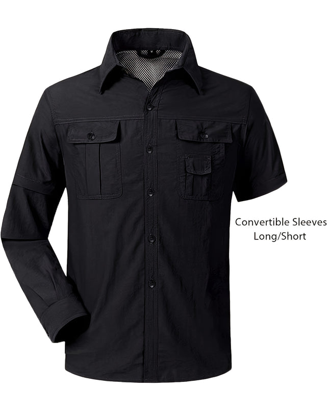 Men's Convertible Long Sleeve Fishing Shirt - Quick Dry, Lightweight