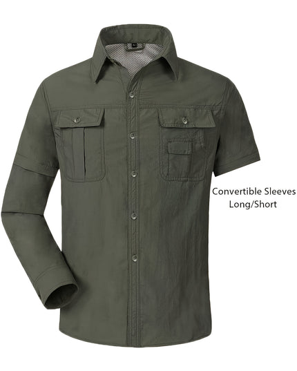 Men's Convertible Long Sleeve Fishing Shirt - Quick Dry, Lightweight