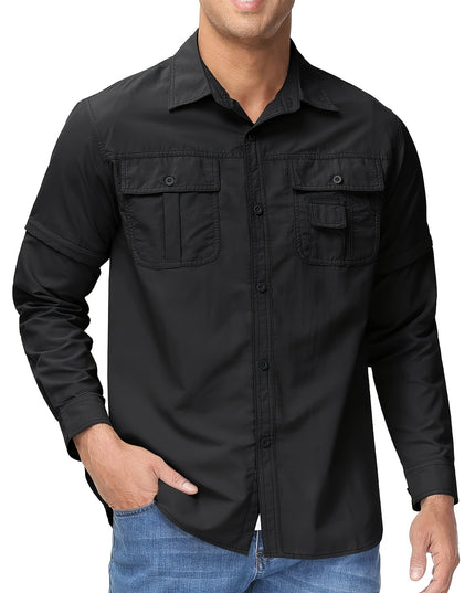 Men's Convertible Long Sleeve Fishing Shirt - Quick Dry, Lightweight