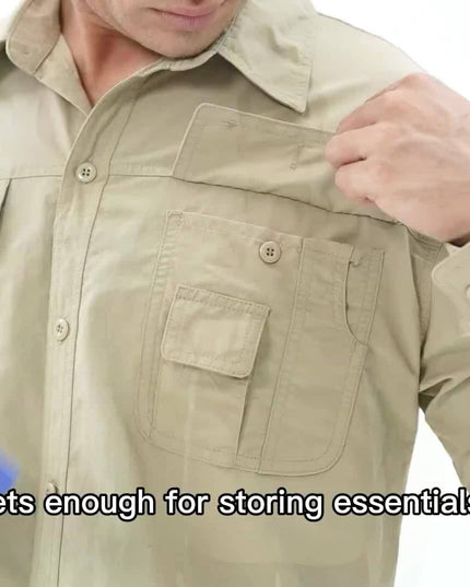 Men's Convertible Long Sleeve Fishing Shirt - Quick Dry, Lightweight