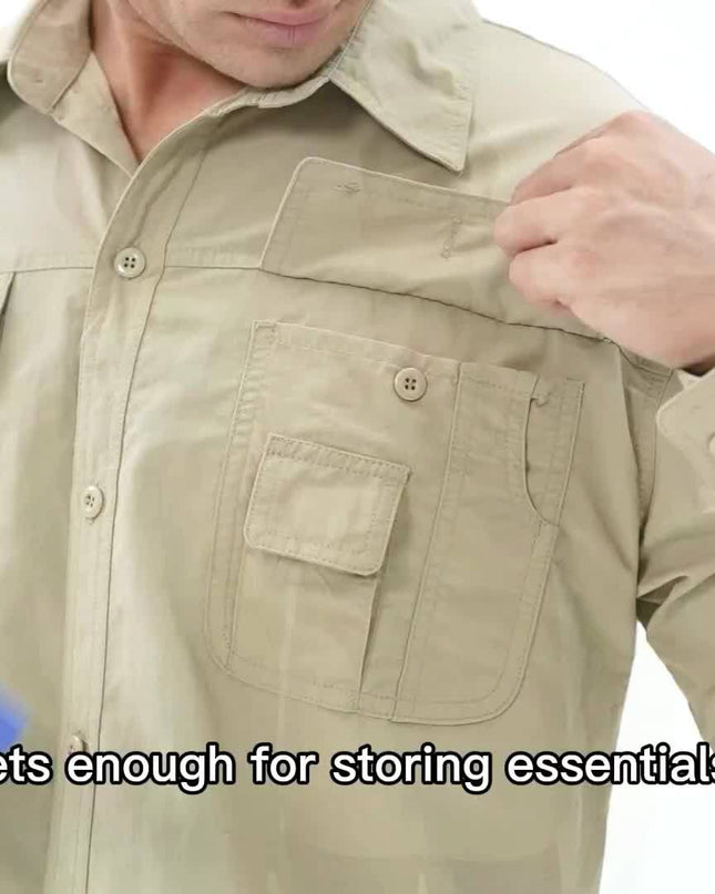Men's Convertible Long Sleeve Fishing Shirt - Quick Dry, Lightweight