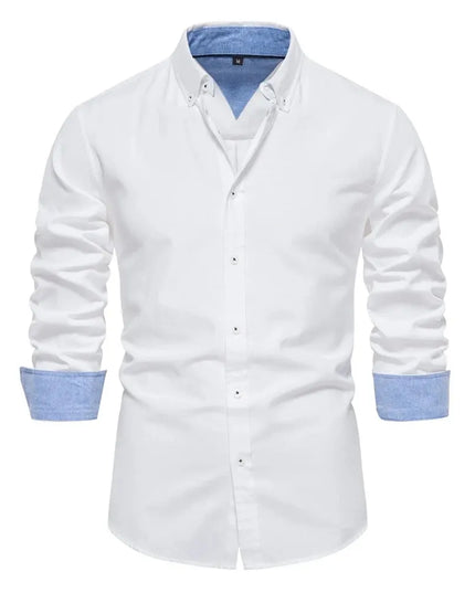 Men's Cotton Blend Oxford Shirt - Long Sleeve Casual Style