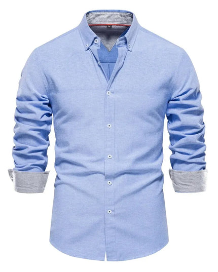 Men's Cotton Blend Oxford Shirt - Long Sleeve Casual Style