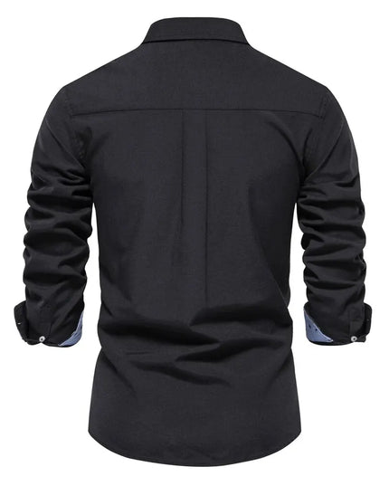 Men's Cotton Blend Oxford Shirt - Long Sleeve Casual Style