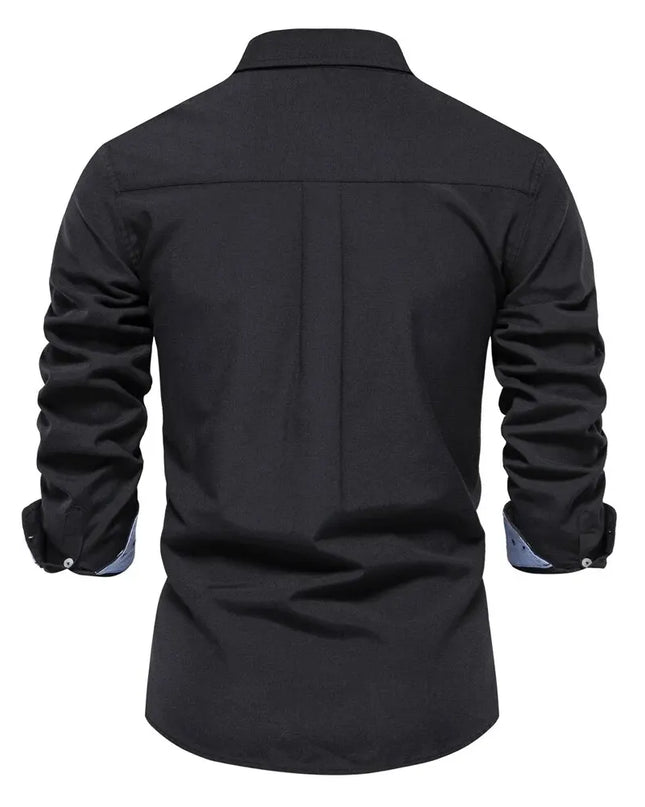 Men's Cotton Blend Oxford Shirt - Long Sleeve Casual Style